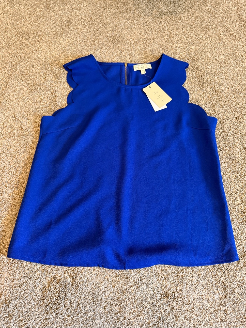 Pink Rose Monaco Blue Scallop Sleeve Blouse – XL NWT
